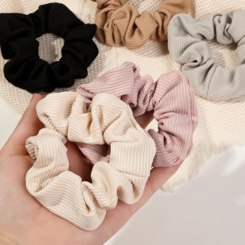 Image of 8 Hair Scrunchies for Women - Hair Ties No Damage Both for Thick Hair or Thin Hair Curl Hair No Crease Scrunchies Ponytail Holder No Hurt Your Hair