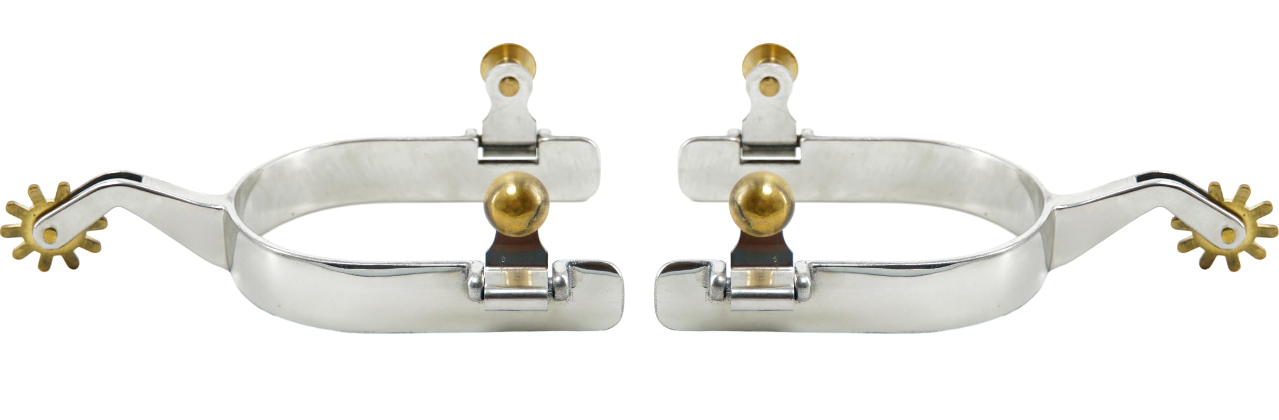 Jeereal Western-Sporen aus Edelstahl mit Sporenriemen, Messing-Riemen und Knöpfen, 1,9 cm Band und 4,5 cm Schaft