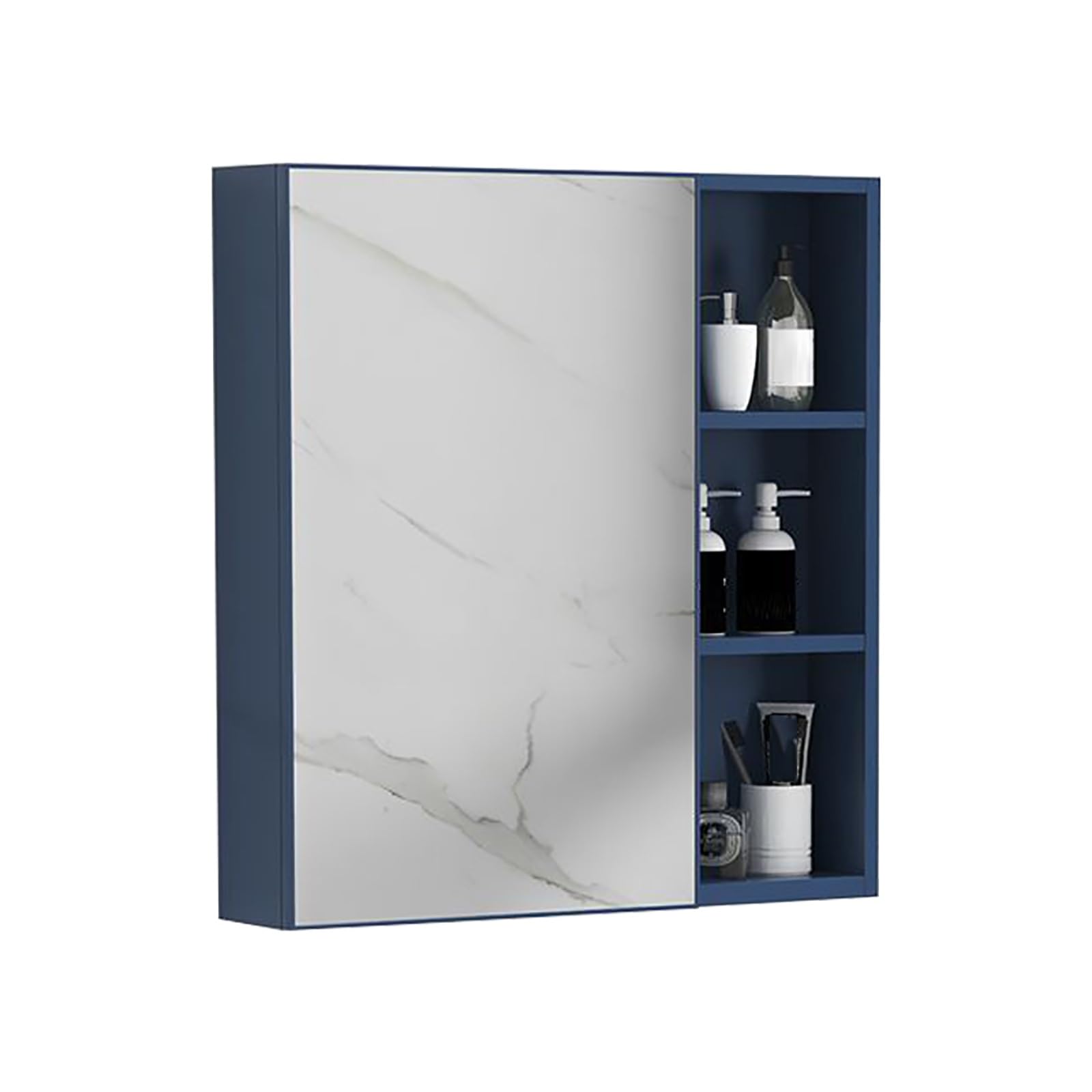 FGXHHS Wall Mounted Bathroom Medicine Cabinet Mirror - Stylish Blue Rectangle Storage Solution with Single Door & Shelves, 75x65x11cm, Ideal for nized Spaces, Functional Modern Design