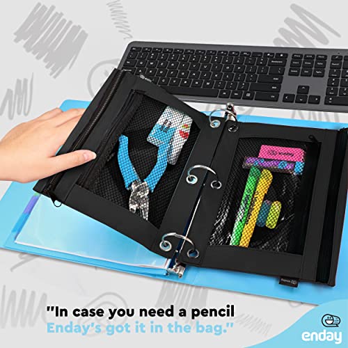 Image of Enday Black Pencil Pouch For 3 Ring Binder, Zippered Binder Pencil Pouches, 3 Ring Pencil Pouch for Binder, Pencil Case for Binder, Large Pencil Bags for School, Home, and Office (2 Pack)