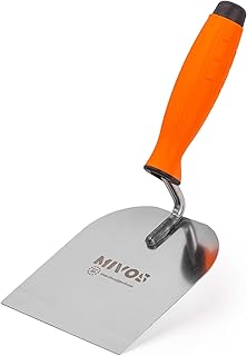 Truelle de Maçon 120 x 128 mm avec Poignée en Caoutchouc - Spatule de Plâtre en Acier Inoxydable - Truelle de Stucateur - Fabriquée en UE