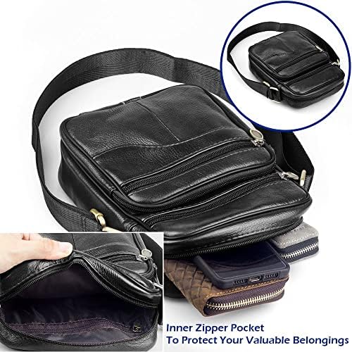 SPAHER Men Small Genuine Leather Handbag Shoulder Bag Satchel Business Messenger Backpack Crossbody Casual Sling Travelling Bag Mens Gift For Wallet Purse Mobile Phone Keys