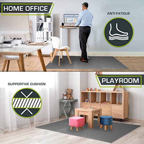 ProsourceFit Puzzle Exercise Mat ½ in, EVA Interlocking Foam Floor Tiles for Home Gym, Mat for Home Workout Equipment, Floor Padding for Kids, Grey, 24 in x 24 in x ½ in, 144 Sq Ft - 36 Tiles