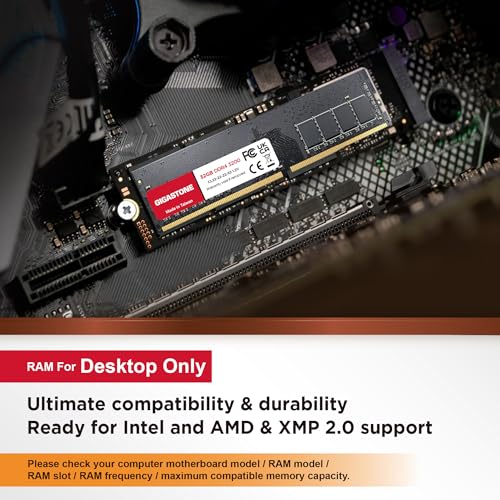 Image of 【DDR4 RAM】 Gigastone Desktop RAM 32GB DDR4 32GB DDR4-3200MHz PC4-25600 CL22 1.2V 288 Pin Unbuffered Non ECC UDIMM for PC Computer Desktop Memory Module (Desktop ONLY)