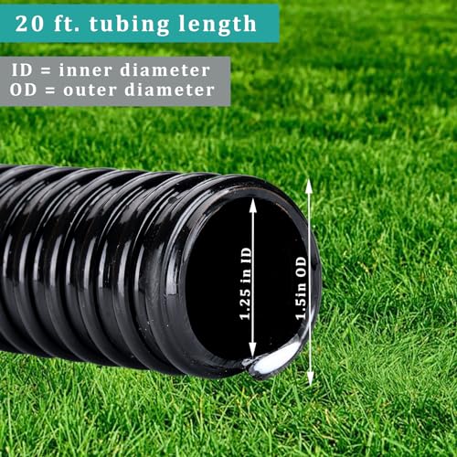 Image of Pond Tubing ID 1 1 /4 inch x 10ft Black Corrugated Flexible Pump Hose