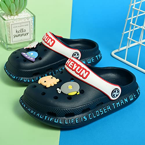 Azooken Kid's Cute Clogs Slippers Boys Girls Non-Slip Slides Cartoon Garden Breathable Shoes Outdoor Children Water Shower Beach Pool Sandals(1823-Navy Blue26) #TOP4