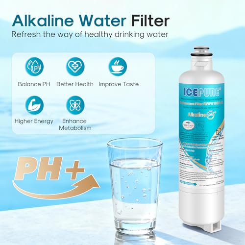 Image of ICEPURE Alkaline BORPLFTR50 Refrigerator Water Filter Replacement for Bosch Ultra Clarity Pro 11032531, 12033030, BORPLFTR55, 12028325, 11025825, B36CT80SNS, WFC100MF, WFS200MF, Enhances PH, 4Pack
