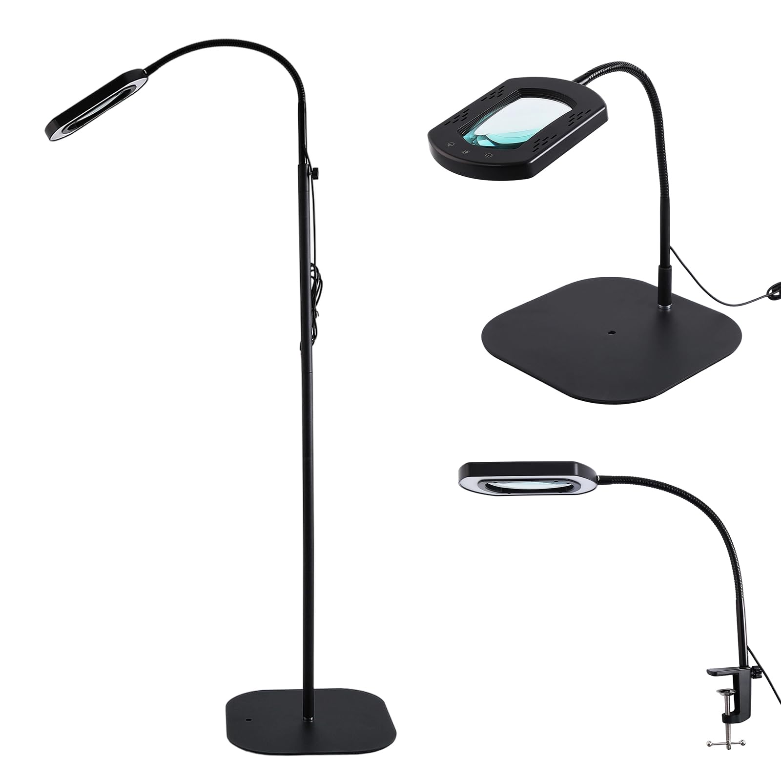 Loupe grossissante x10 avec lumière LED et support flexible col de cygne mains libres