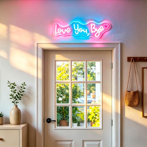 Image of Love You Bye Neon Sign for Wall Decor Light Up Sign Led Signs for Room Party Home Wall Decor USB Powered