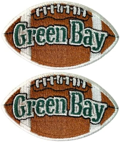B-Sheep 2 PCS Green Bay Word On Football Embroidered Iron On Patches for Decorate Craft Clothes