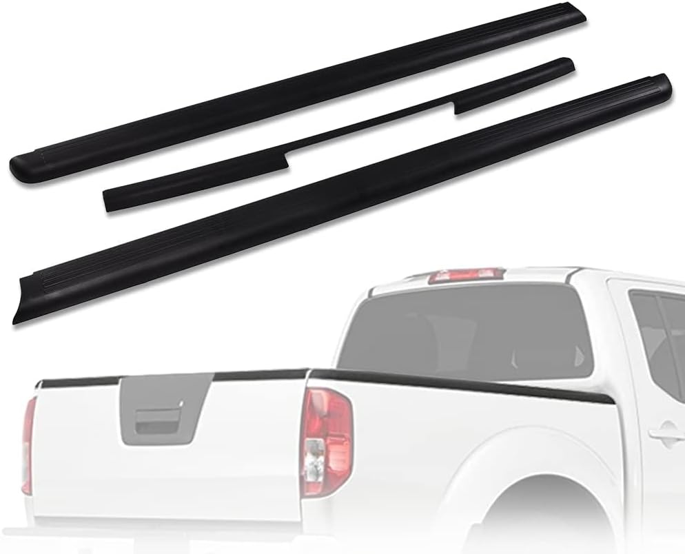 G-PLUS 3PCS Black Bed Rail Caps Kit for 2005-2014 Nissan Frontier King Cab - OE Smooth Tailgate Moulding Cover