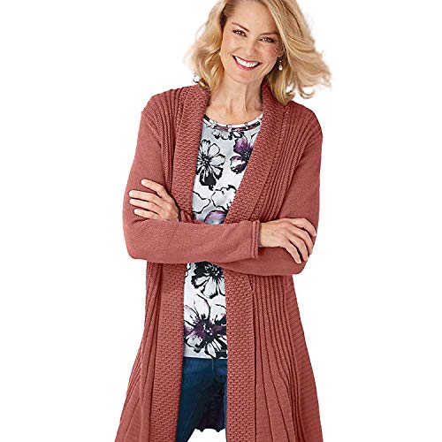 Cardigans for Women Long Sleeve Midweight Swingy Knit Cardigan Sweater W/Pocket-Mauve (Large)2