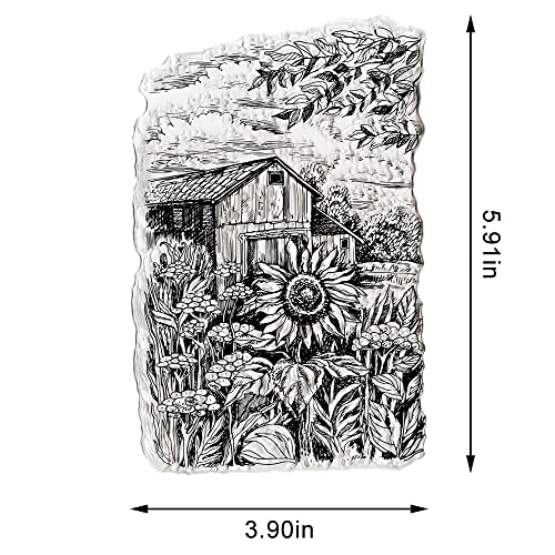 Sunflower Background Clear Stamps For Card Making, Flower Clear Rubber Stamps House Stamps For Holiday Card Making Decor Diy Scrapbooking Transparent Album Decor Paper Craft #TOP1