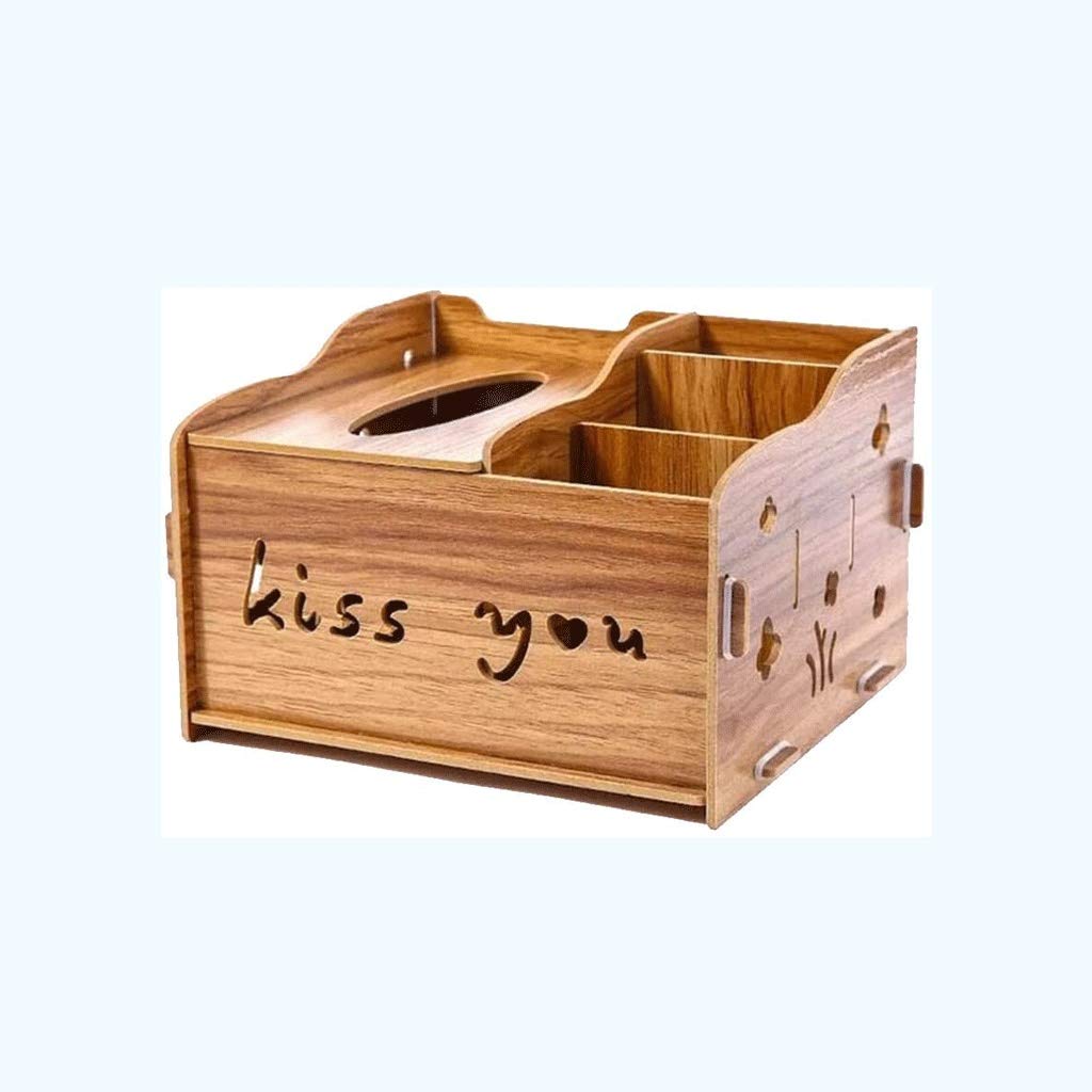 Boîte à mouchoirs en bois noir rectangulaire au design rustique et finitions artisanales épurées