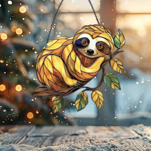 Image of Sloth Acrylic Ornament Gift for Sloth Lovers Christmas Hanging Decor