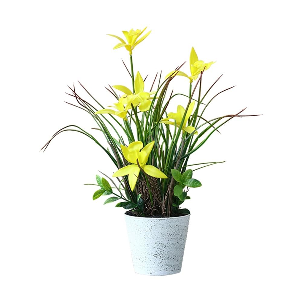 Kx9Lb8d Faux floor plant Fake Plants, Simulated Flowers, Living Room Decorations, Creative Desktop Potted(Yellow)
