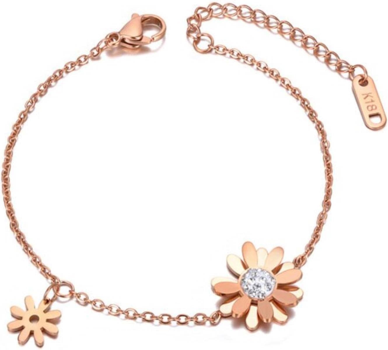 Pulsera de pie, Cadenas for el Tobillo, Tobillera con abalorio de Planta de Margaritas de Cristal Cz de Moda for Mujeres y niñas, Cadena de Fiesta Bohemia, joyería for pies