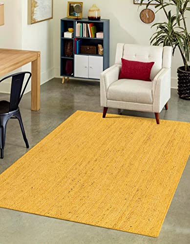 Image of Unique Loom Braided Jute Collection Area Rug - Dhaka (9' x 12' 2 inch Rectangle, Yellow)