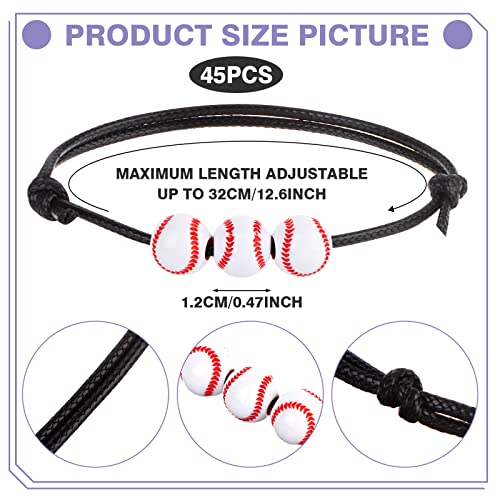 45Pcs Adjustable Baseball Bracelet Sports Party Charm Bracelets Baseball Beads Bracelet Adjustable Inspirational Sport Charm Bracelet Sports Theme Wristbands For Girl Women Men Teens Player Team #TOP2