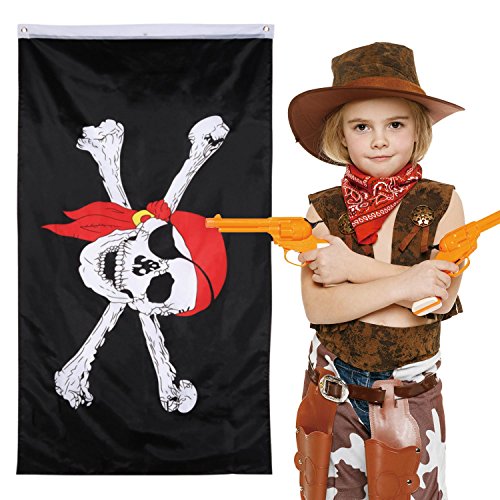 Hestya 2 Stück Jolly Roger Piraten Flagge Schädel Flagge für Piraten Party, Geburtstagsgeschenk, Piraten Tag, Halloween Dekoration, 3 x 5 Fuß - Image 5
