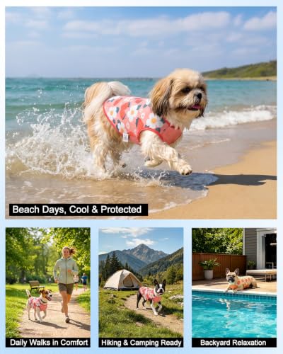 Image of CuteBone Mesh Panel Dog Tank Top - Breathable Dual-Fabric Pet Vest Lightweight Summer Small Dog Shirts - Keep Your Pets Cool, Sun-Protected Outdoors