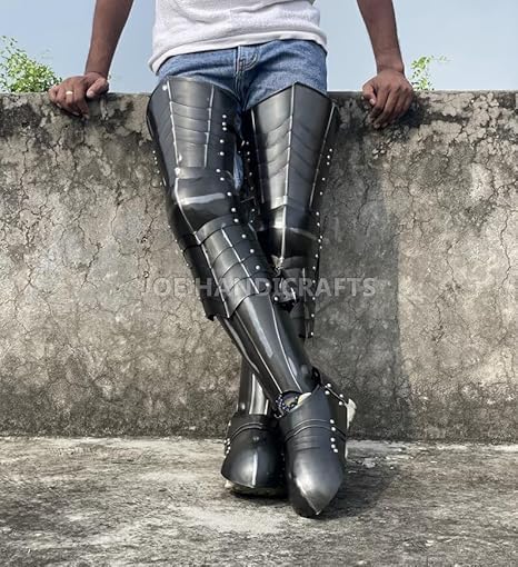 Dark Nazgul Beinpanzer, komplettes Set, Metall, Stahl, tragbar, Ritter, Beinschienen, Halloween, Cosplay, Horror, Fantasy, Rollenspiel-Outfit