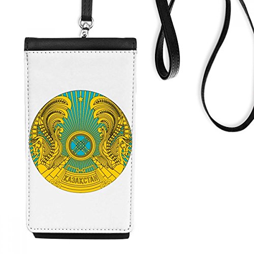 Cadeau porte-monnaie téléphone Kazakhstan cuir noir suspendu pour smartphone
