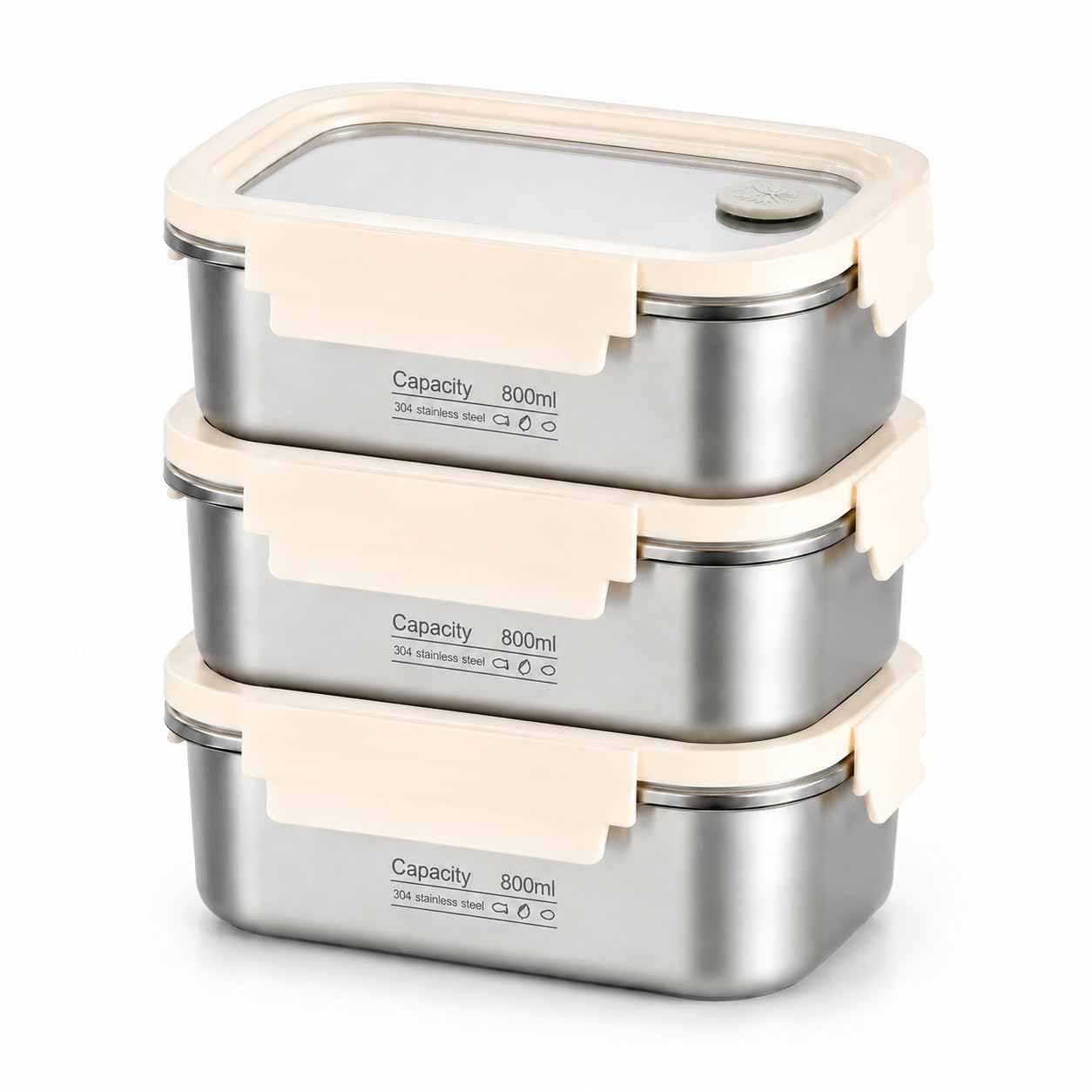 CECOMBINE 3 Pack Stainless Steel Food Storage Containers with Lids, Reusable Metal Lunch Boxes for Meal Prep, Stackable Food Containers for Fridge, Office & School