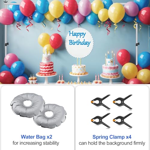 Image of Emart Heavy Duty Backdrop Stand 8.5x10ft(HxW) Adjustable Background Support System Kit with Steel Base for Photography, Photo Backdrop Stand for Parties Birthday Video Studio - Sliver