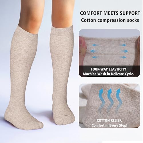 LEVSOX Thick Cotton Compression Socks for Women&Men 20-30mmHg Knee High Cute Support Sock for Nurses, Pregnancy, Travel3
