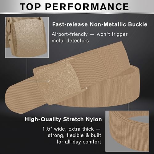 TECEUM Tactical Belt – Coyote B2 L – Heavy-Duty Military, Work, Hiking,Rigger, Utility, EDC Men’s Belts – Quick-Release – Nylon Web4