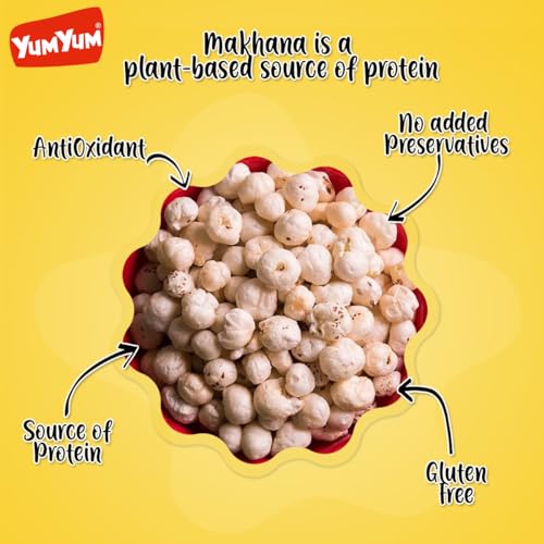 Image of Yum Yum High Protein Makhana (Foxnut) 200 g, Phool Makhana for Prasadam, Healthy Snacking, Fasting