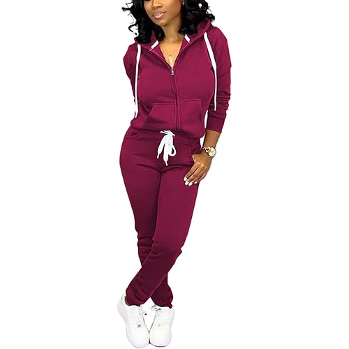 Mrskoala Two Piece Outfits for Women Tracksuit Sweat Suits Workout Jogging Sets Loungewear with Pocket