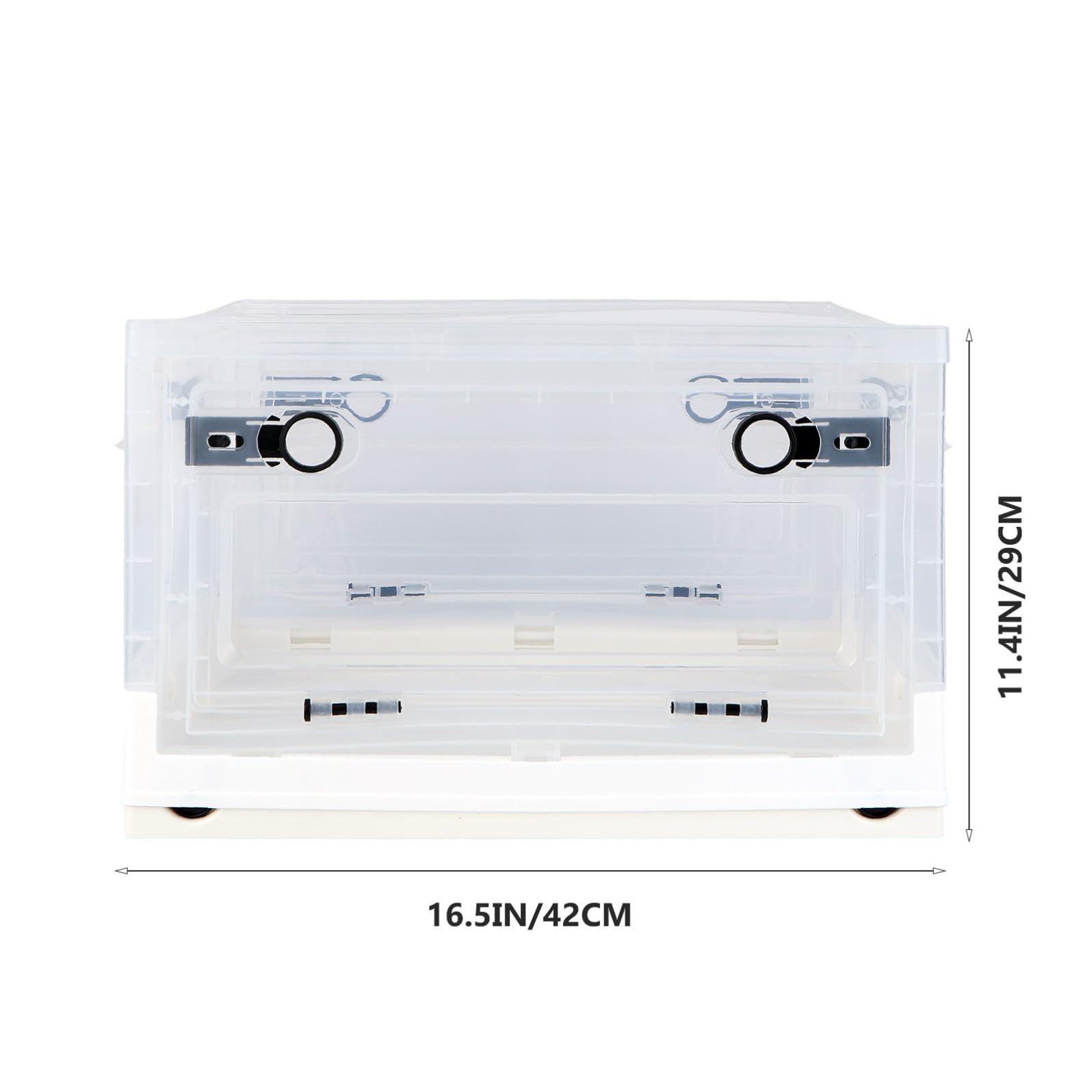 Mobestech Caja de Almacenamiento Plegable Plástico Contenedor para Guardar Libros Blanco, Tamaño Pequeño, Gran Capacidad, Ventana Visible, para Ropa, Juguetes, Estudiantes, Aula