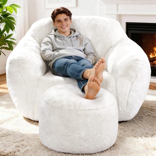 Image of Homguava Giant Bean Bag Chairs for Adults,Large Bean Bag Couch with Ottoman