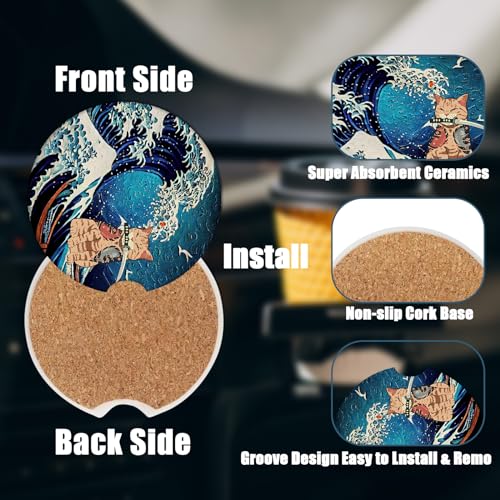 Posavasos de cerámica para carro 2 piezas miniatura 3