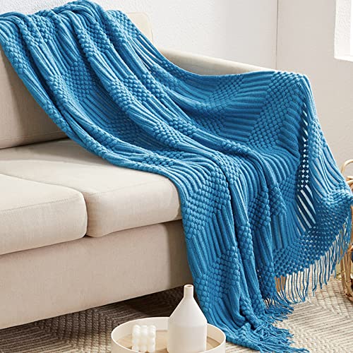 LumiSyne ニット ブランケット フリンジ付き 北欧風 ソリッドカラー 掛け毛布 マルチカバー おしゃれ ソファカバー ベッドカバー 暖かい ふわふわ毛布 テーブルクロス毛布 大きい 130×230cm