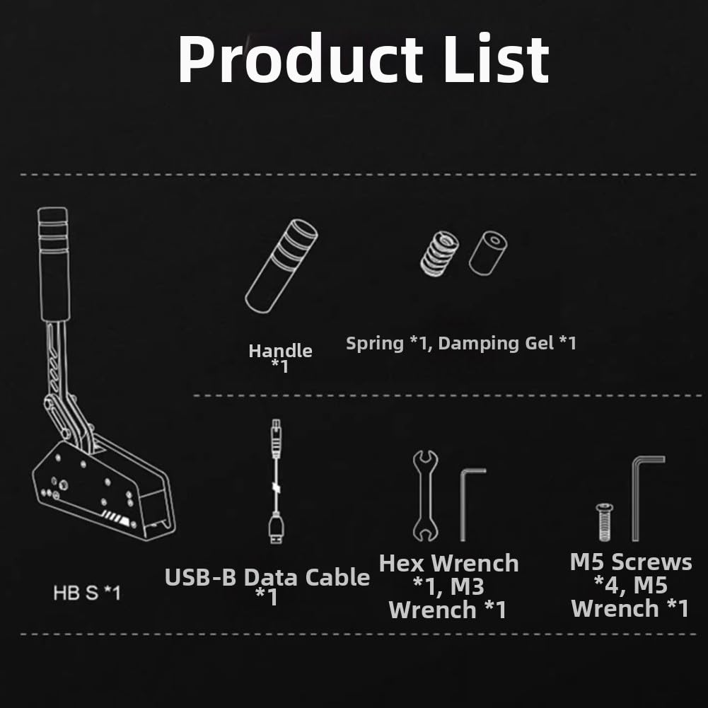 RiseNova Simulatore di freno a mano USB per giochi di corse per PC, costruzione in ABS, accessorio di guida realistico, compatto, 31 x 17,8 x 4,6 cm, nero