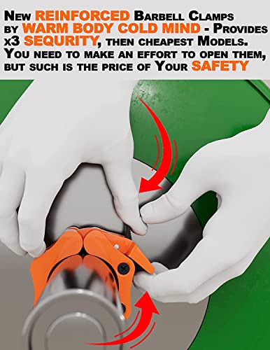 WARM BODY COLD MIND - Reinforced Olympic Barbell Clips - 2 inch / 50mm - Barbell Collars, Weight Clips for Bars, Barbell Clamps for Olympic Bar, Gym Weightlifting Fitness Crossfit - Image 5