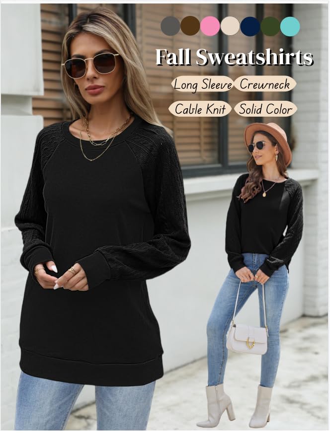 Image of Bluetime Women's Long Sleeve Sweatshirts Fall Crewneck Tunic Tops Casual