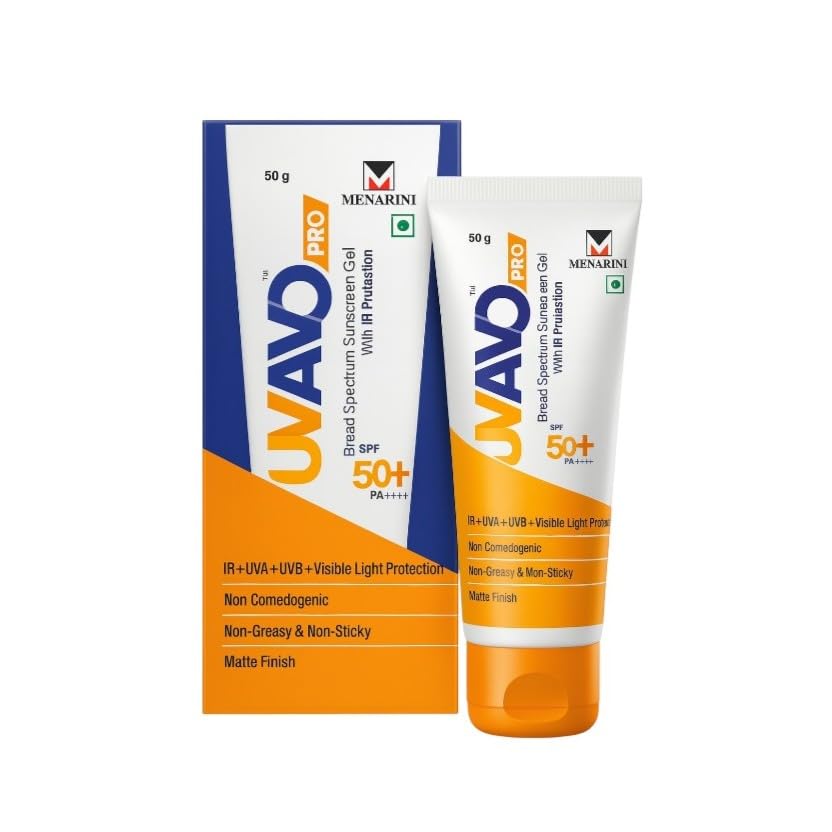 Image of New UV-AVO PRO SPF 50+ Sunscreen Gel | Broad Spectrum IR + UVA + UVB + Visible Light Protection | Non-Comedogenic | Matte Finish | 50g