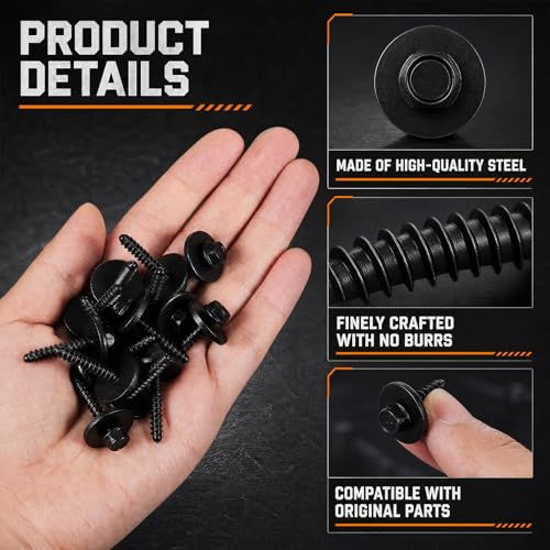 Image of 50 Pcs Fender Liner Screws, Splash Shield Screws, Bumper Cover Bolts Compatible with Gm 11570498, Fasteners with Storage Box for Automotive Replacement Hardware Vehicle Repair