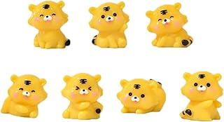 NUOBESTY Mini Resin Tiger Figurine 7Pcs Small Figurine Dolls Cute Desktop OrnamentLovely Tigers Animal Figurines Playset for 2022 Chinese New Year Home Car Decoration Resin Tiger Miniature