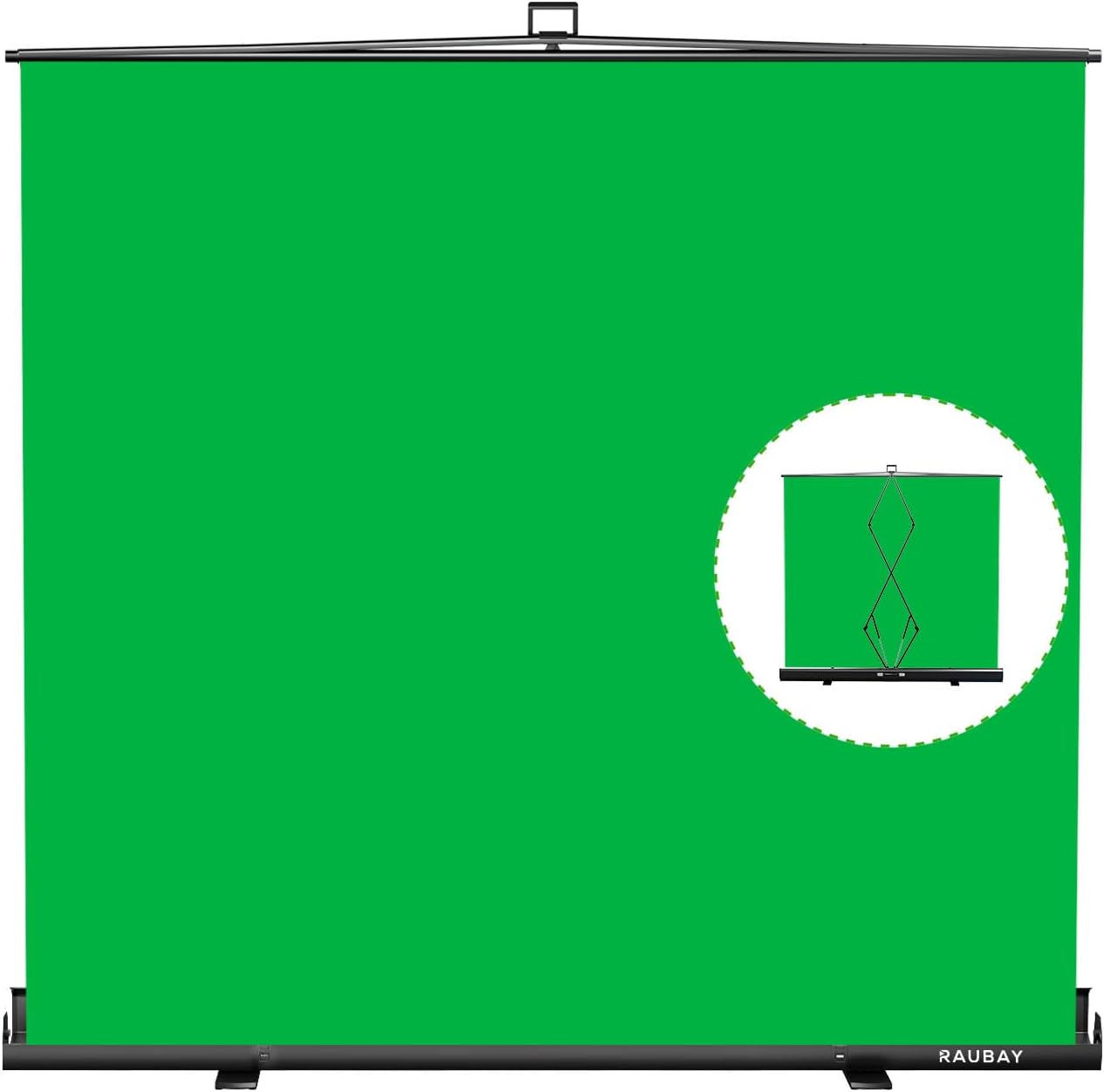 RAUBAY 【Wider Style】 200x210cm Large Collapsible Green Screen Backdrop Portable Retractable Chroma Key Panel Photo Background with Stand for Video Conference, Photographic Studio, Streaming