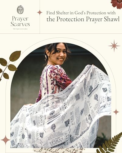 Christian Prayer Shawl - 35x70" Vintage Aesthetic Scarf for Women with 7 Powerful Bible Verses Made with Polyester Fabric2