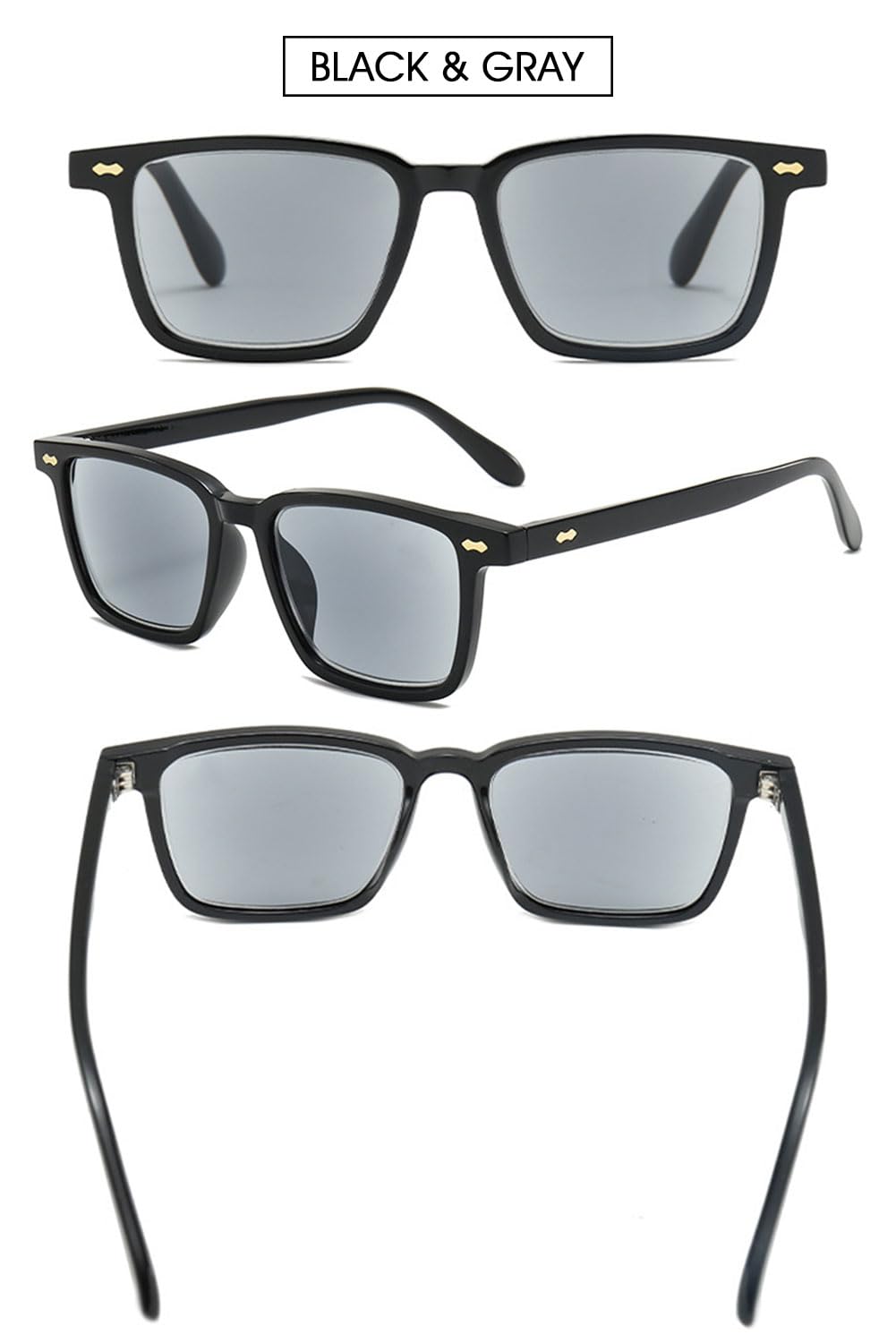 VEVESMUNDO Sonnenlesebrille Getönt Lesebrille Blaulichtfilter Rechteckig Damen Herren Sonnenbrille mit Sehhilfe mit UV-Sonnenschutz