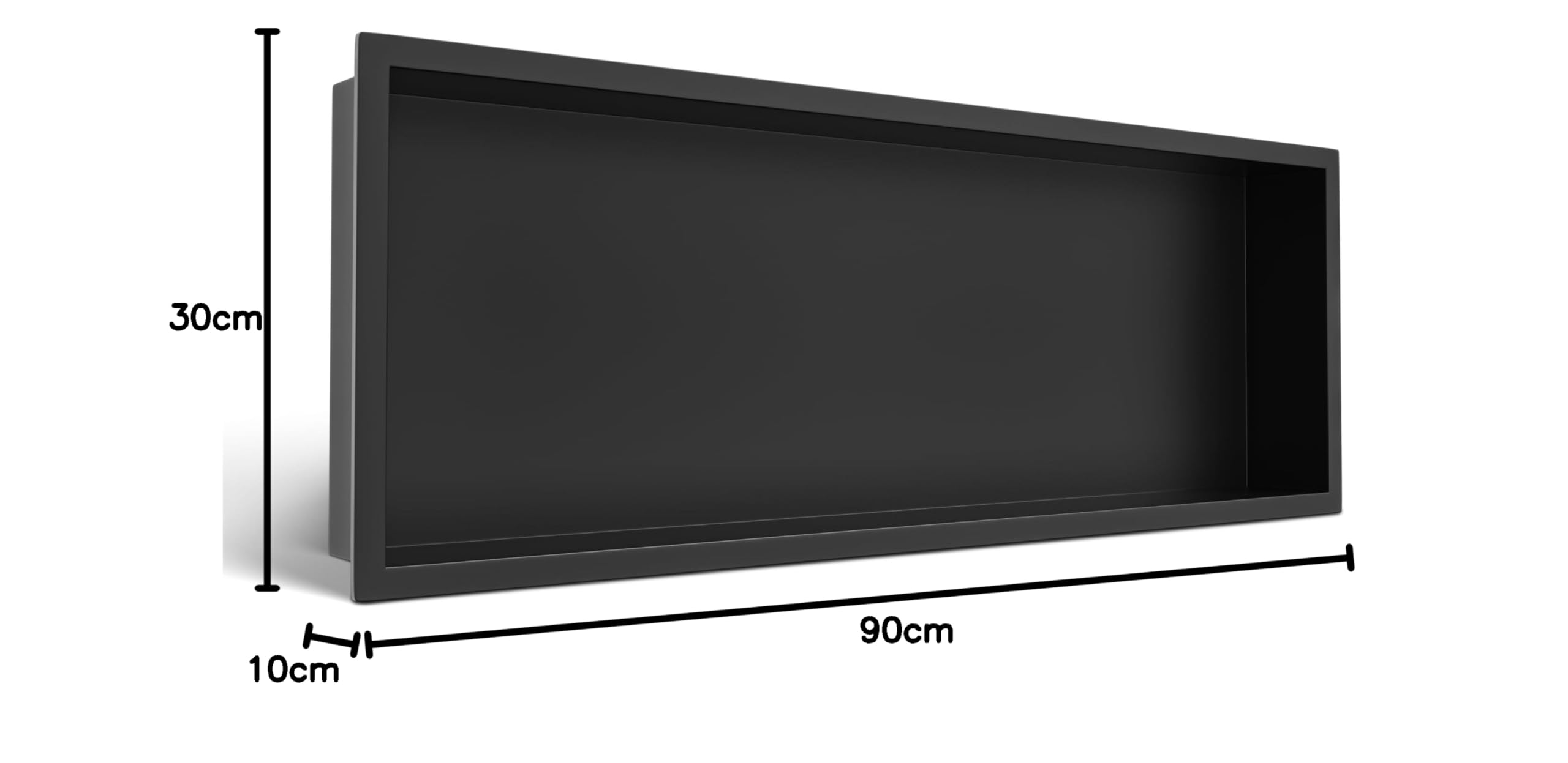 Wall-Box One Acero Inoxidable Negro 90x30x10cm Nicho de Ducha de Pared Impermeable