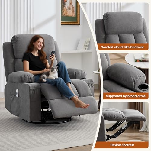 Sillón giratorio reclinable gris metálico miniatura 6