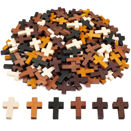 120PCS Small Wooden Cross 6 Colors Mini Wooden Crosses for Crafts