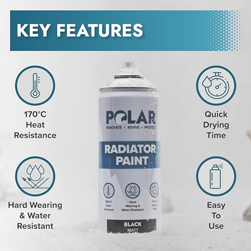 Polar Premium Gloss White Radiator Spray Paint - 400ml - Heat Resistant up to 100ºC - Quick Drying & No Primer needed - Exterior Surfaces of Radiators, Hot Water Tanks & More - Image 3